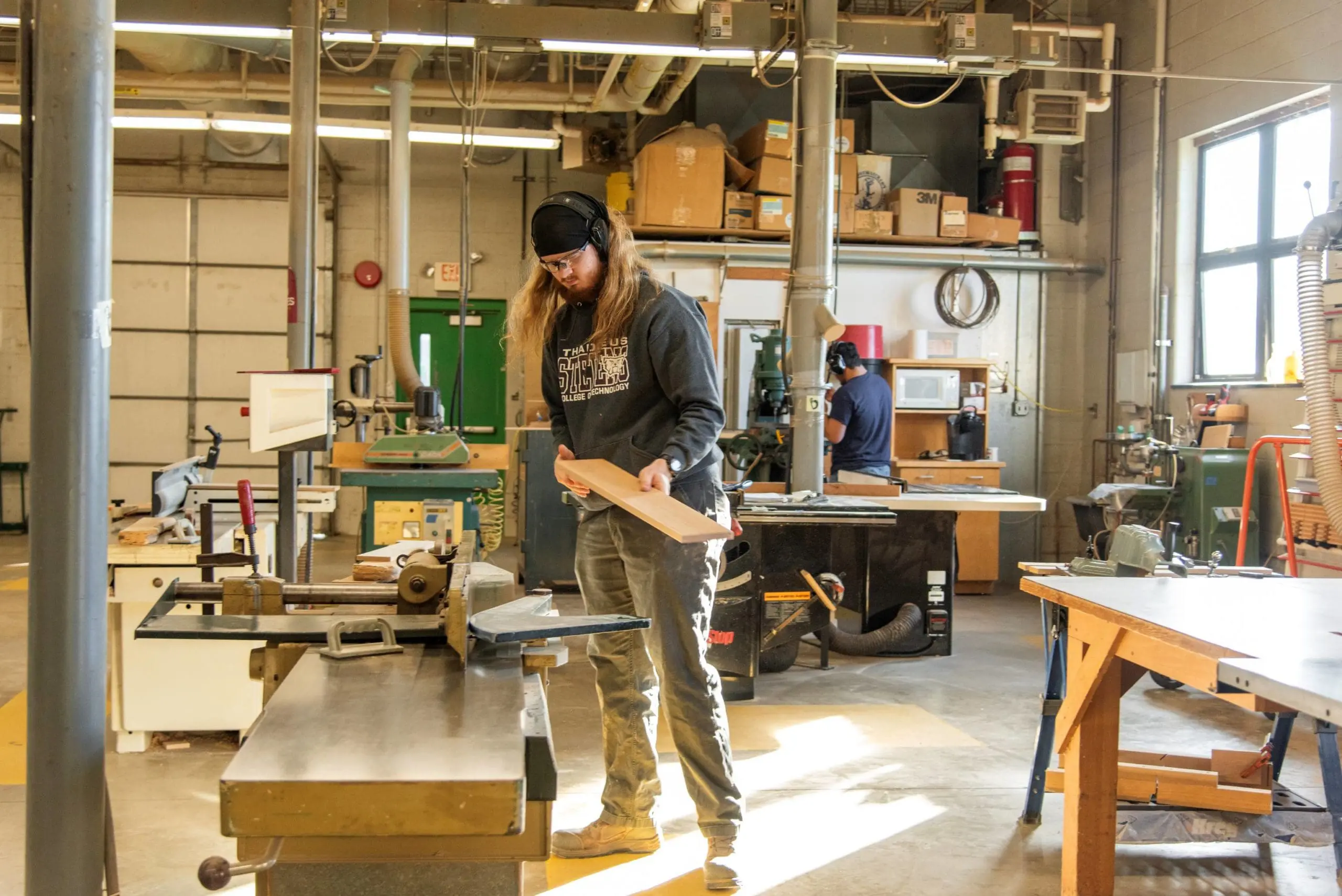 Cabinetry student works in Thaddeus Stevens College. 
