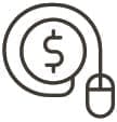 A dollar symbol with a computer mouse cord wrapped around it as an icon